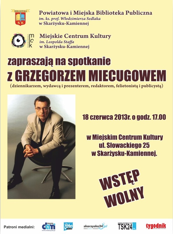 Grzegorz Miecugow - spotkanie autorskie - Miejskie Centrum Kultury - Skarżysko-Kamienna