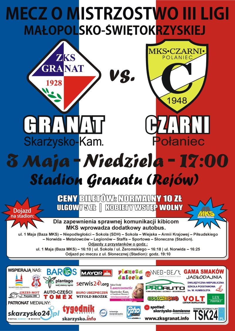 Granat Skarżysko – Czarni Połaniec – Stadion Granatu – 03.05.2015 r.