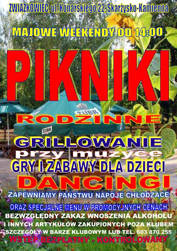 Pikniki rodzinne – weekendy majowe – Klub Kolejarzy „Związkowiec” – 01-31.05.2015