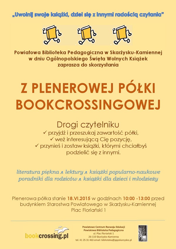 Plenerowa półka bookcrossingowa – plac przed Starostwem Powiatowym – 18.06.2015