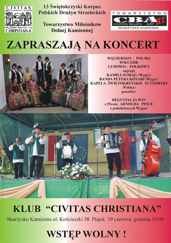 Węgiersko-polski wieczór ludowo-folkowy – klub CBArt – 19.06.2015