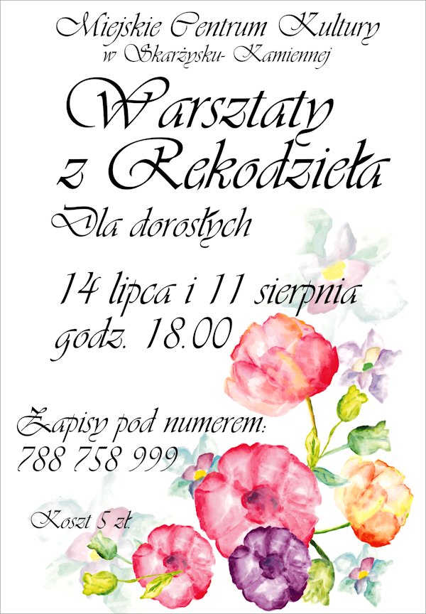 Warsztaty z Rękodzieła dla dorosłych  – MCK – 14.07.2015