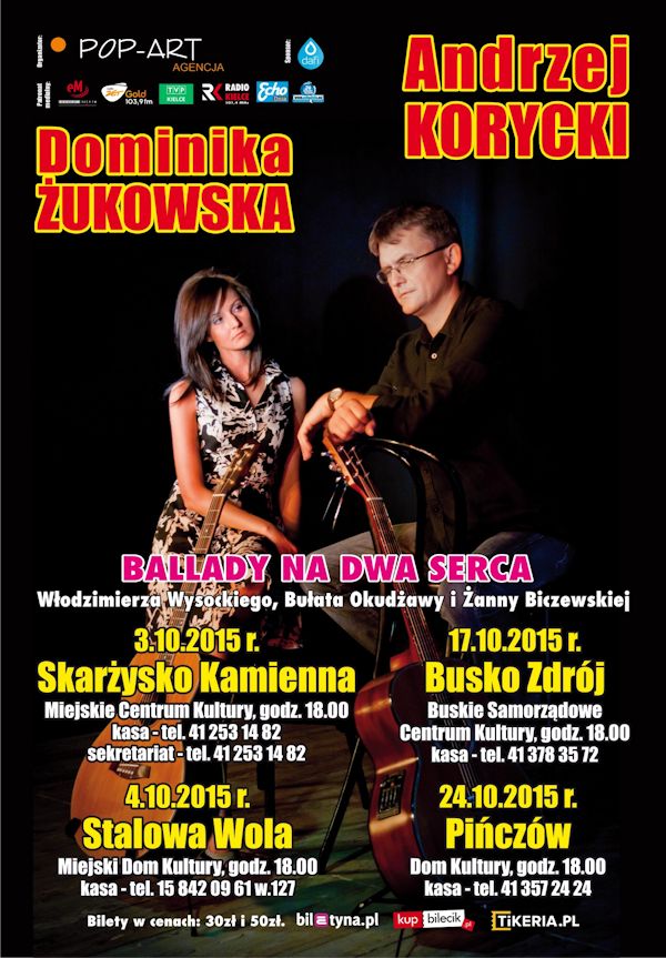 „Ballady na dwa serca” – koncert Andrzeja Koryckiego i Dominiki Żukowskiej – MCK – 03.10.2015