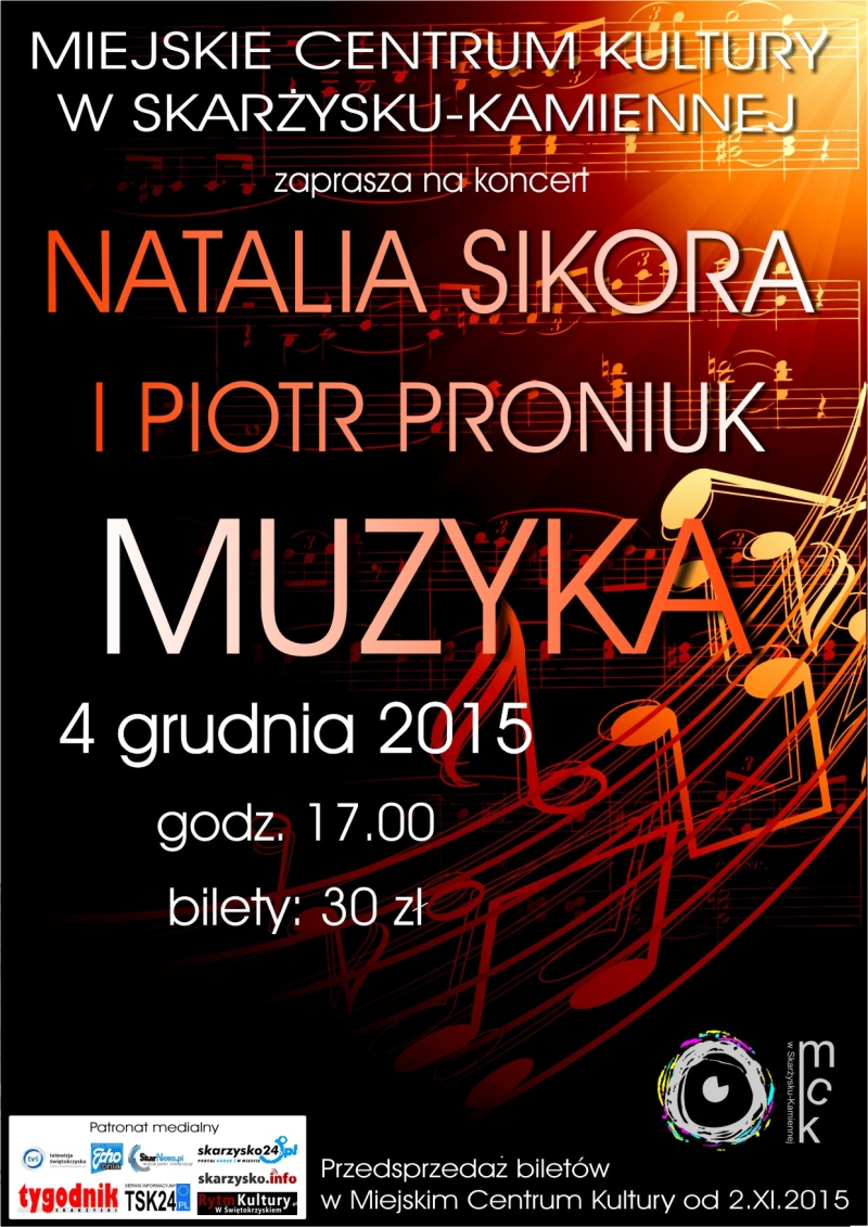 „Muzyka” – recital Natalii Sikory i Piotra Proniuka – MCK – 04.12.2015