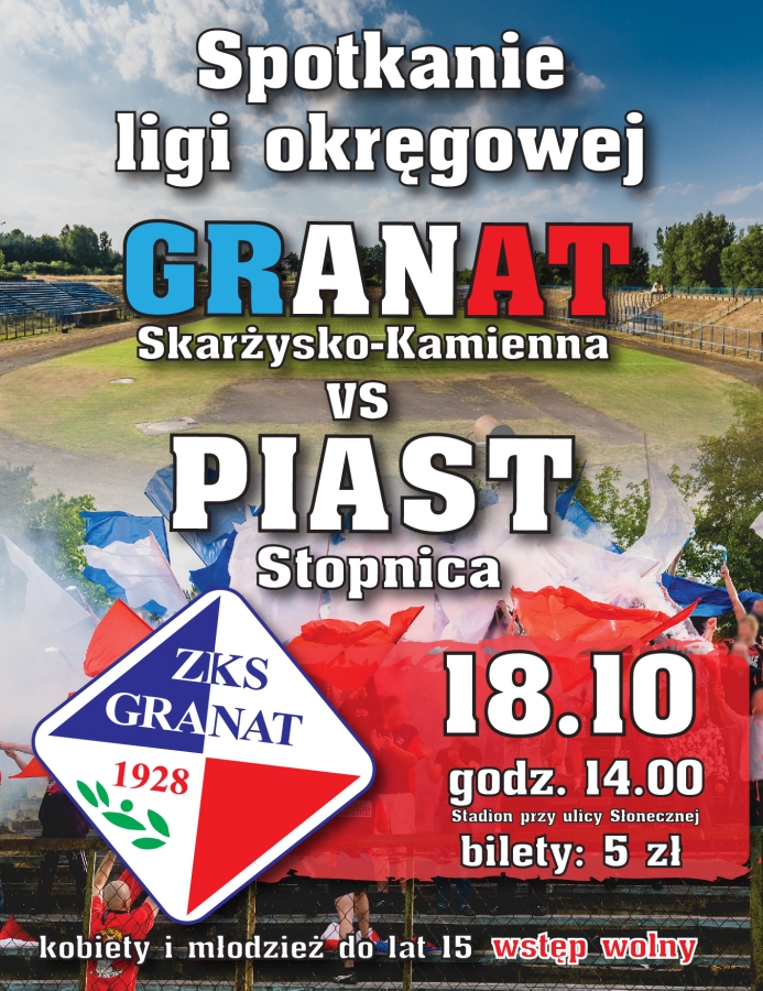 Granat Skarżysko – Piast Stopnica – mecz ligi okręgowej – 18.10.2015