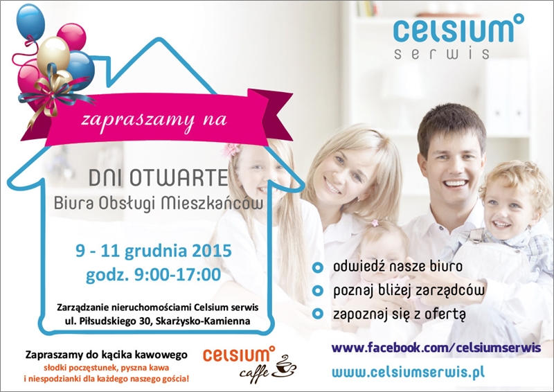 Celsium Serwis – dni otwarte Biura Obsługi Mieszkańców – 9–11.12.2015