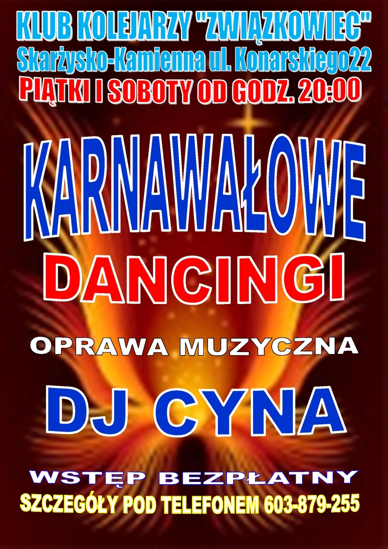 Karnawałowe Dancingi – Klub Kolejarzy „Związkowiec”
