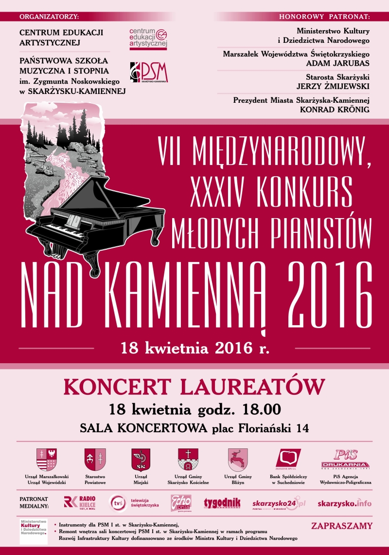 VII Międzynarodowy, XXXIV Konkurs Młodych Pianistów „Nad Kamienną 2016” – Państwowa Szkoła Muzyczna – 18.04.2016
