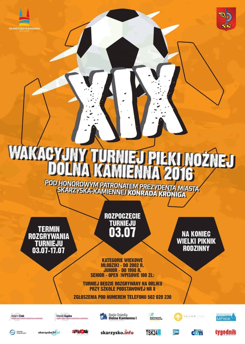 XIX Wakacyjny Turniej Piłki Nożnej „Dolna Kamienna 2016” – Orlik, SP 8 – 03-17.07.2016