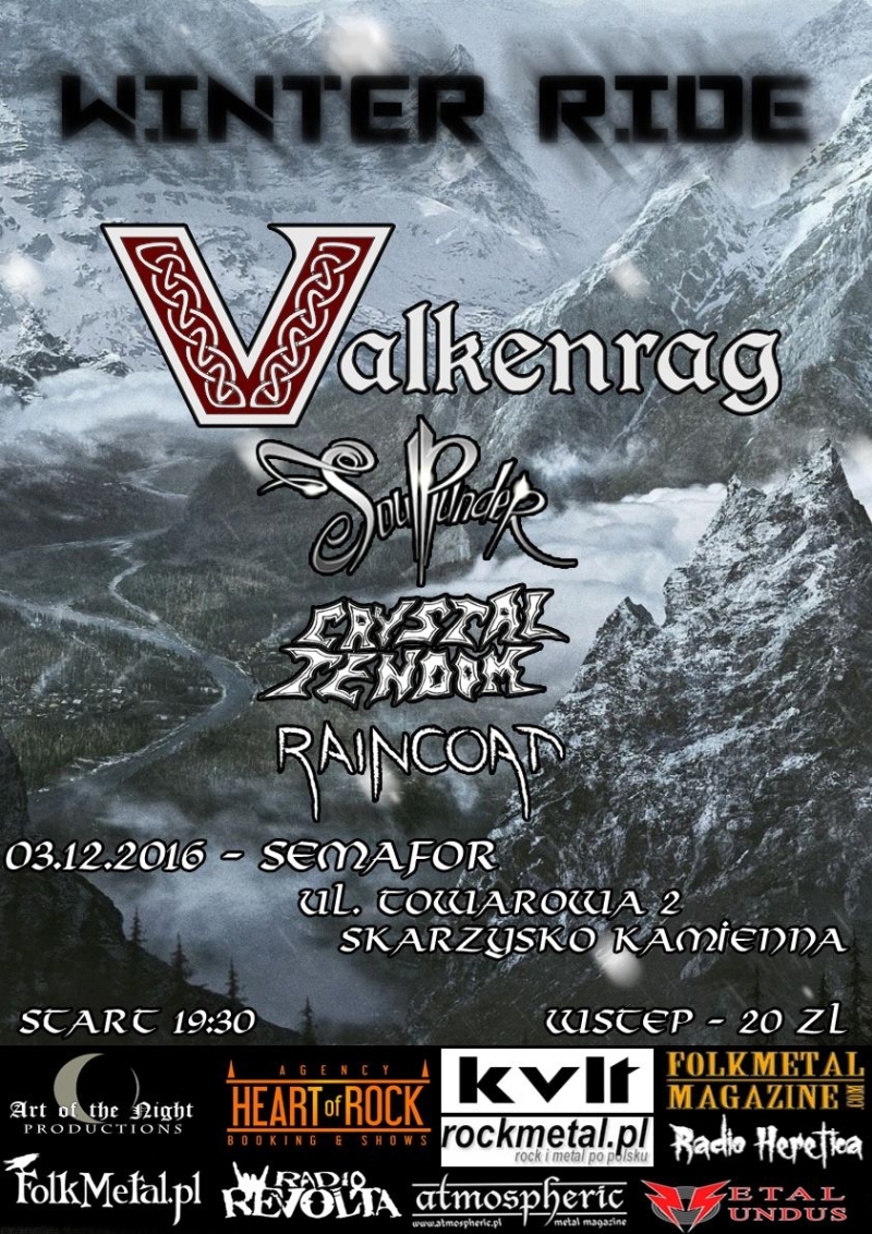 Valkenrag + Soul Plunder + Crystal Tendom + Raincoat – koncert – Klub Semafor – 03.12.2016
