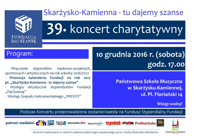 39. Koncert Charytatywny Fundacji „Daj Szansę” – Państwowa Szkoła Muzyczna – 10.12.2016