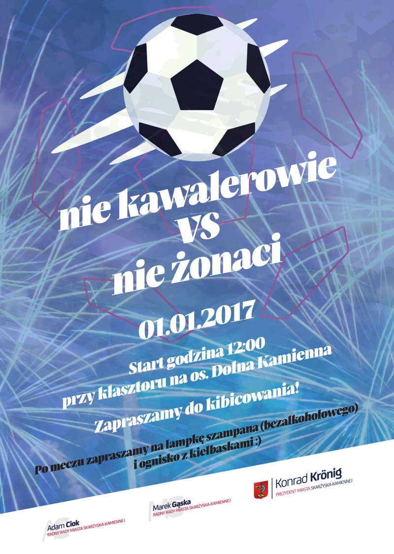Nie Kawalerowie vs Nie Żonaci – mecz noworoczny – klasztor oo. Franciszkanów – 01.01.2017