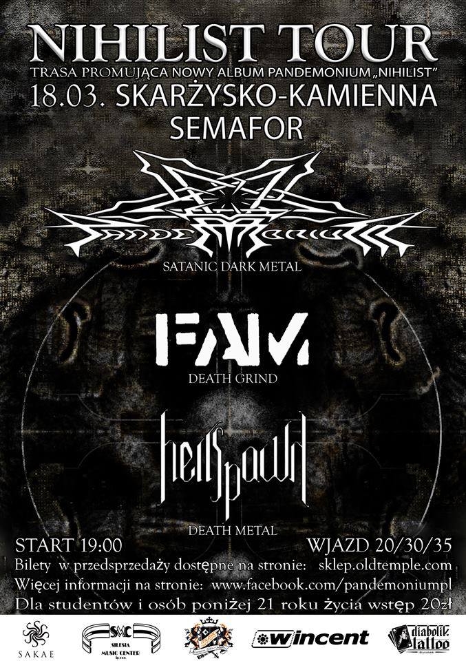 Pandemonium + FAM + Hellspawn – koncert – Klub Semafor – 18.03.2017
