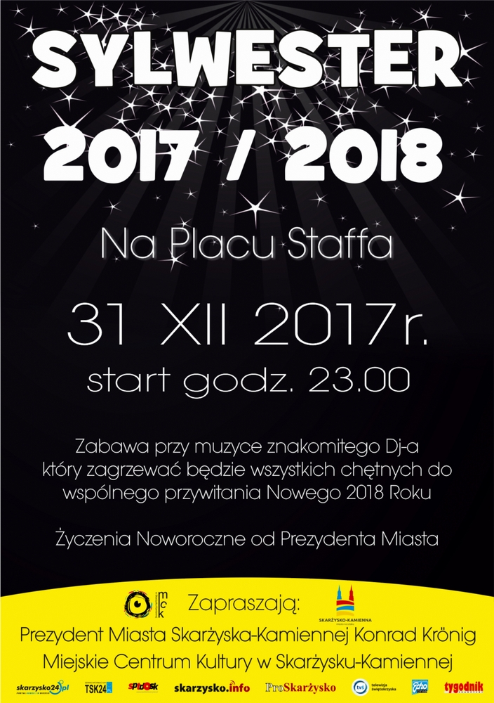 Sylwester 2017/2018 na Placu Staffa – 31.12.2017