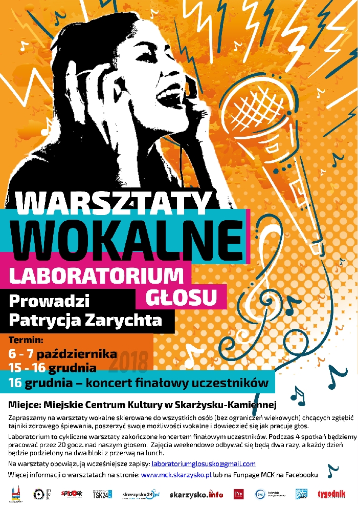 Warsztaty wokalne Laboratorium Głosu – Patrycja Zarychta – MCK – 6-7.10.2018, 15-16.12.2018