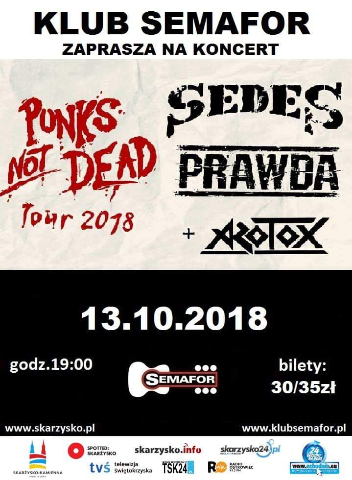 Sedes + Prawda + Azotox – Punk's Not Dead tour 2018 – koncert – Klub Semafor – 13.10.2018