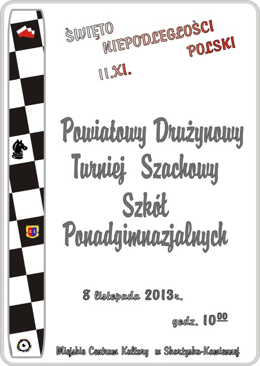 Powiatowy Drużynowy Turniej Szachowy Szkół Ponadgimnazjalnych - MCK - Skarżysko-Kamienna - 8.11.2013