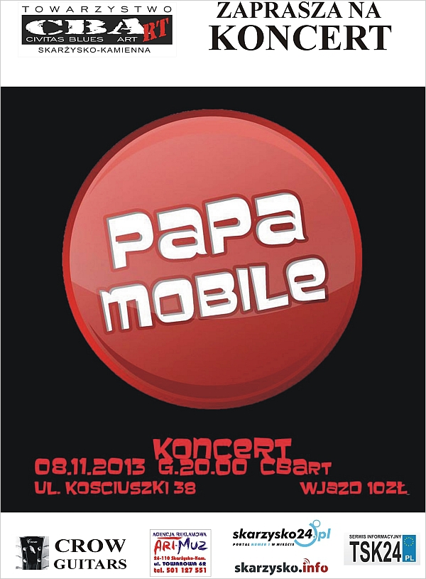 Papa Mobile – koncert – klub CBArt