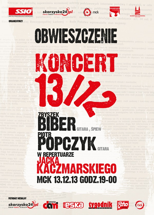 13/12 – Zbyszek Biber i Piotr Popczyk – koncert – Miejskie Centrum Kultury – 13.12.13