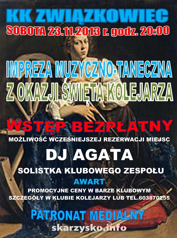 Święto Kolejarza – impreza muzyczno-taneczna – Klub Kolejarza Związkowiec – 23.11.2013