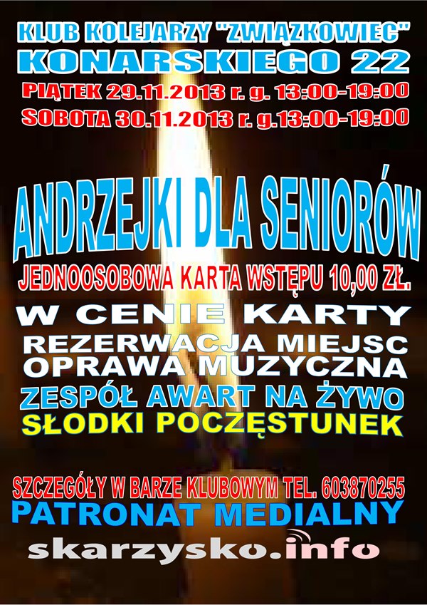 Andrzejki dla seniorów – Związkowiec – 29,30.11.2013 r.