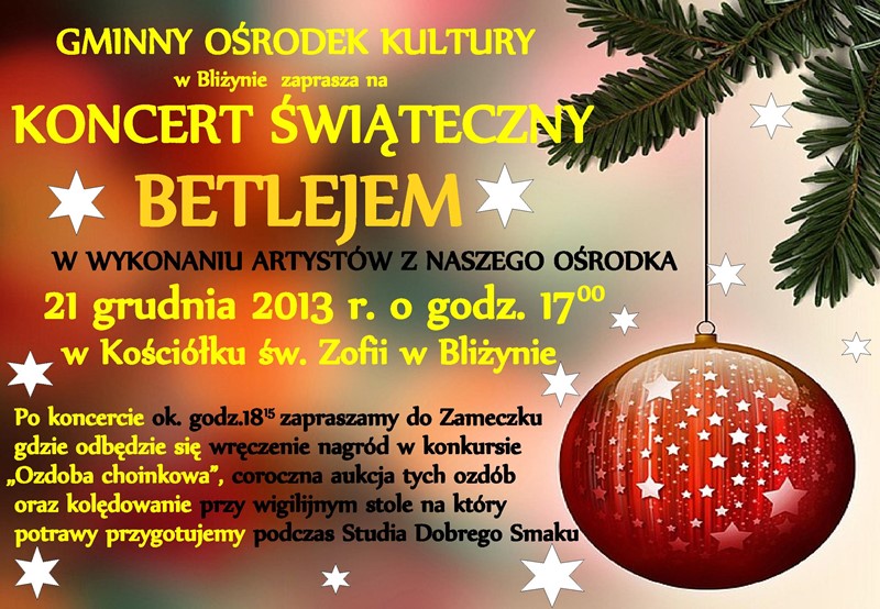Koncert świąteczny „Betlejem” – kościółek św. Zofii – Bliżyn – 21.12.2013