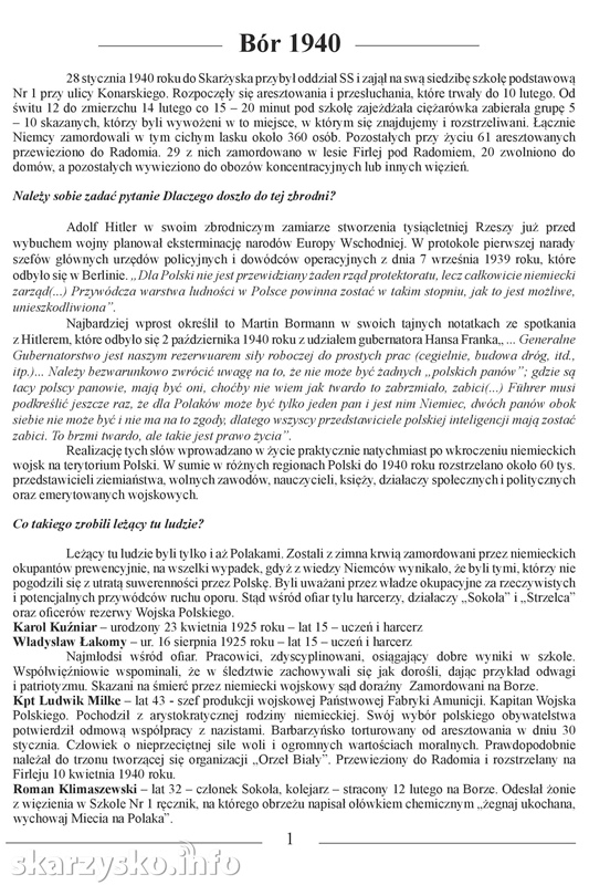 74. rocznica mordu na Borze – Skarżysko-Kamienna – 16.02.2014 r.