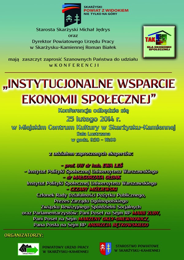 Instytucjonalne Wsparcie Ekonomii Społecznej – konferencja – Miejskie Centrum Kultury – 25.02.2014