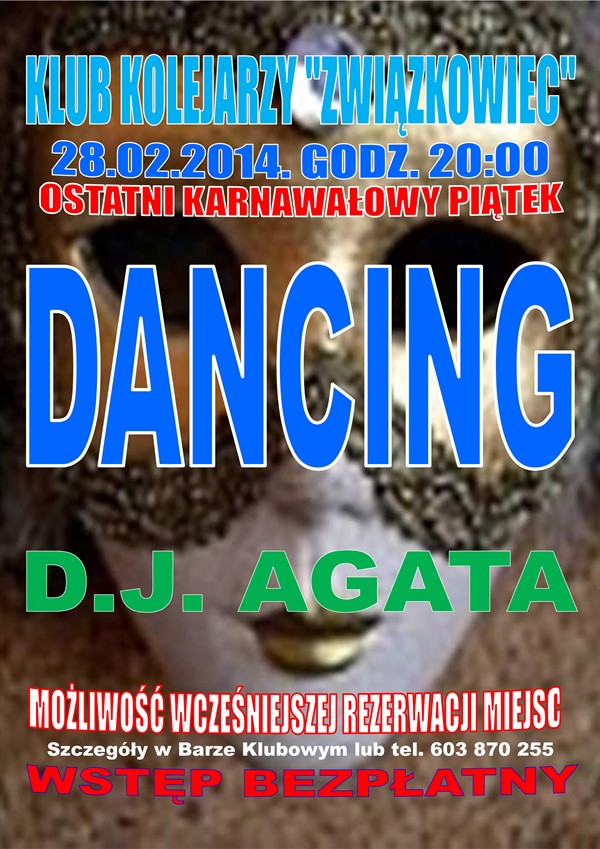 Dancing karnawałowy – Klub Kolejarza Związkowiec – 28.02.2014