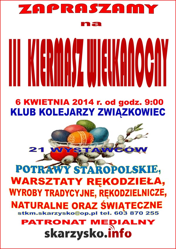 III Kiermasz Wielkanocny – Klub Kolejarza Związkowiec – 06.04.2014
