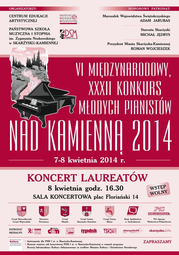 XXXII Konkurs Młodych Pianistów „Nad Kamienną 2014” – Państwowa Szkoła Muzyczna – 07-08.04.2014