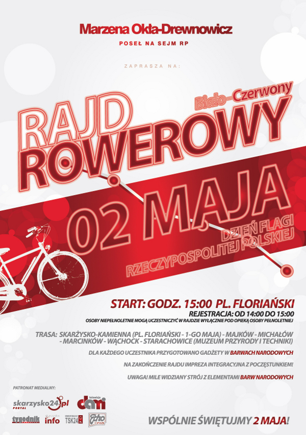 Biało-Czerwony Rajd Rowerowy Skarżysko 2 maja 2013
