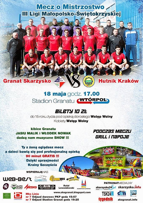 Granat Skarżysko – Hutnik Kraków – III liga – stadion Granatu – 18.05.2014 r.