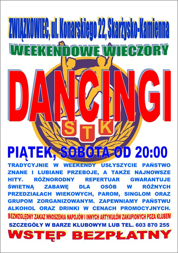 Weekendowe wieczory – dancingi – Klub Kolejarza Związkowiec – 16, 17.05.2014
