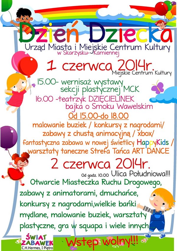 Dzień Dziecka – Miejskie Centrum Kultury – Miasteczko Ruchu Drogowego – 01–02.06.2014