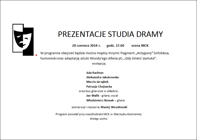 Prezentacje Studia Dramy – MCK – 20.06.2014 r.