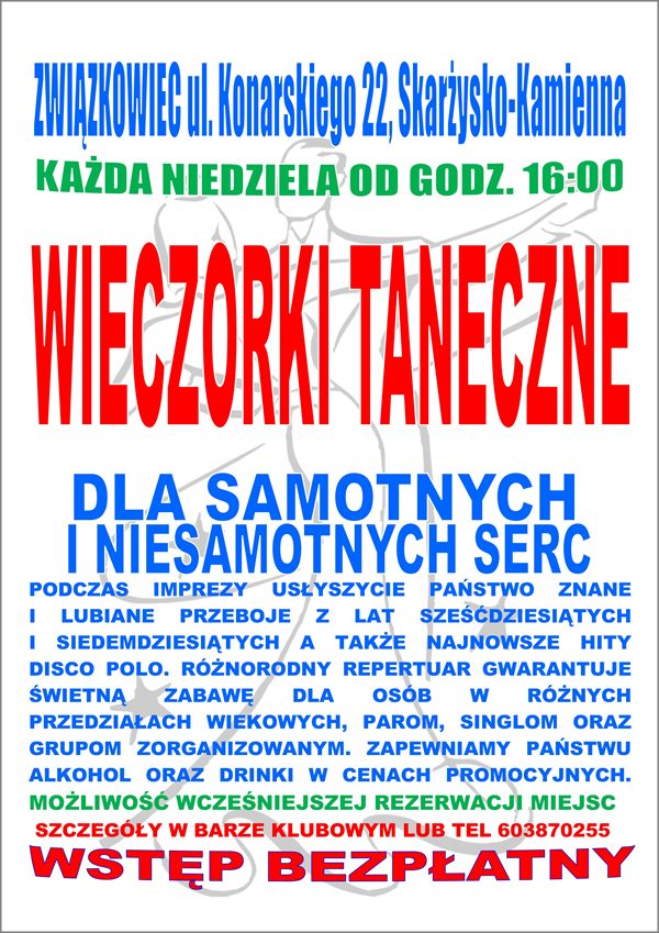 Wieczorki taneczne – Klub Kolejarza Związkowiec – 29.06.2014