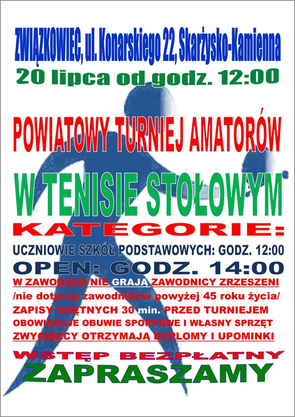 Powiatowy Turniej Amatorów w Tenisie Stołowym - Związkowiec - 20.07.2014 r.