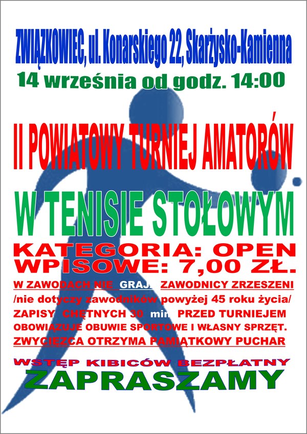 II Powiatowy Turniej Amatorów w Tenisie Stołowym – Klub Kolejarza Związkowiec – 14.09.2014