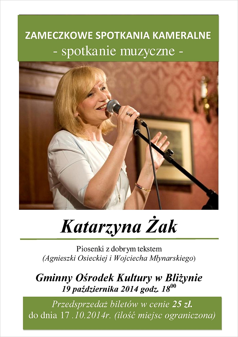 Katarzyna Żak – spotkanie muzyczne – Bliżyn – 19.10.2014 r.